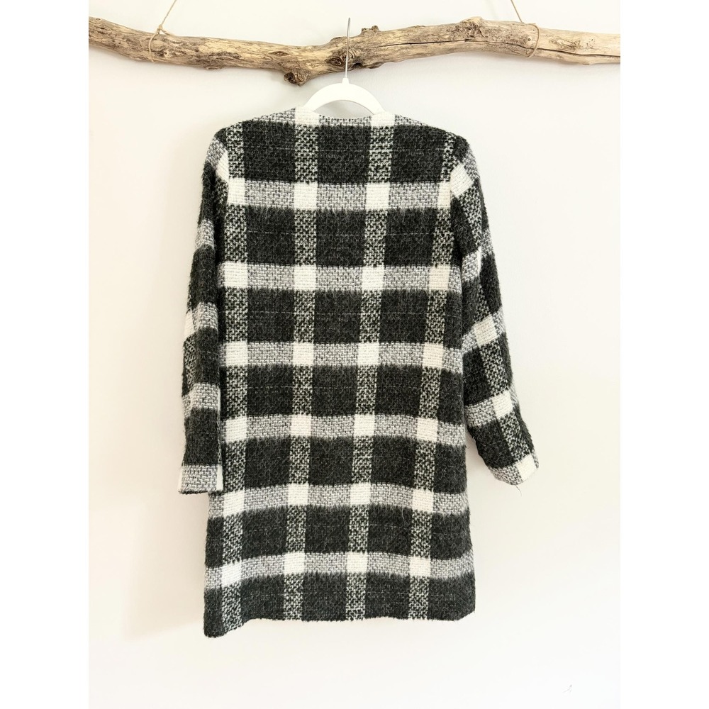 Bandolera Plaid‎ Wool Blend Coatigan Womens Size Medium Grey White - Picture 4 of 4